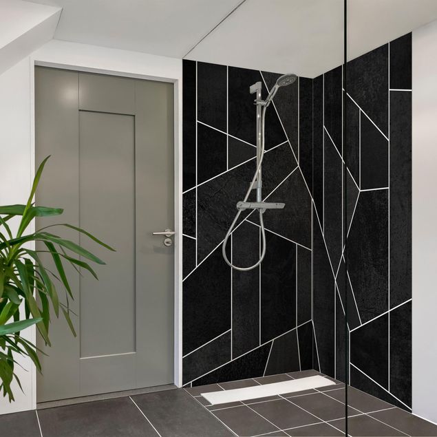 Rivestimento per doccia - Geometria in acquerello bianco e nero