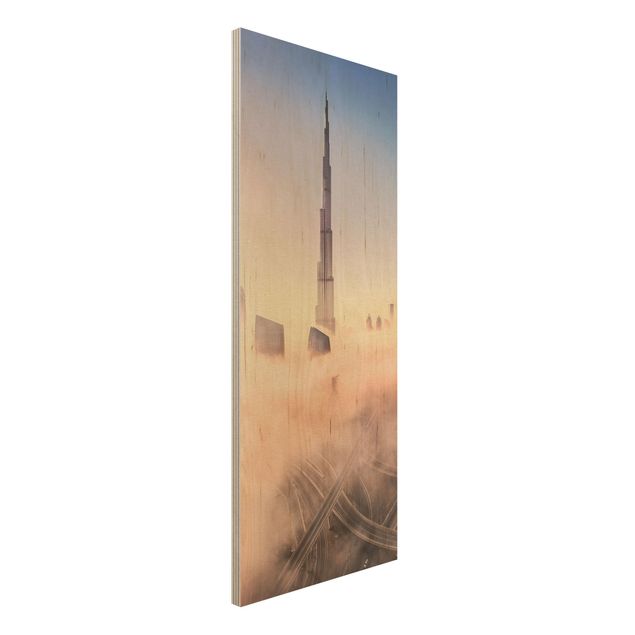 Quadri in legno con architettura e skylines Skyline di celeste di Dubai