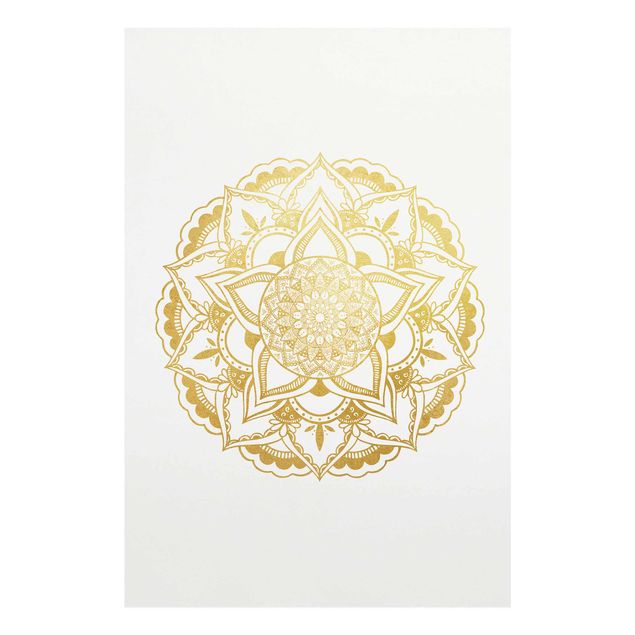 Magnettafel Glas Mandala - Illustrazione Ornamentale Bianco Nero