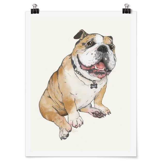 Quadri con animali Illustrazione - Cane Bulldog Pittura