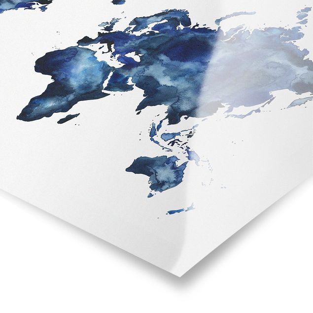 Poster Mappa del mondo dell'acqua chiara