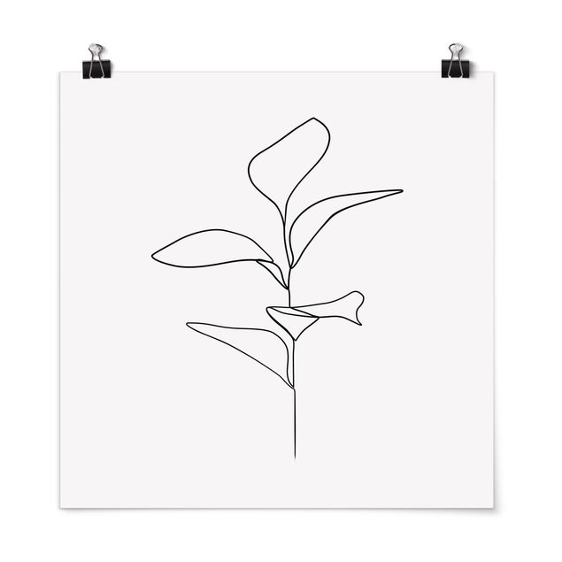 Quadri fiori Line Art - foglie di piante bianco e nero