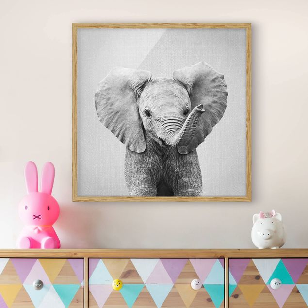 Decorazioni camera neonato Elefantino Elsa Bianco e Nero
