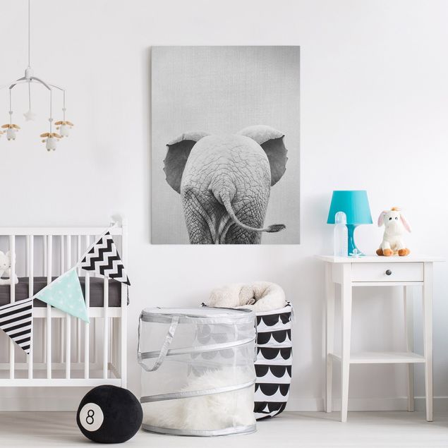 Decorazioni camera neonato Elefantino da dietro bianco e nero
