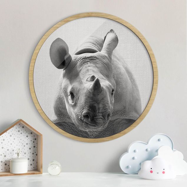Decorazioni camera neonato Piccolo rinoceronte Nina bianco e nero
