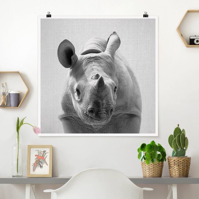 Decorazioni camera neonato Piccolo rinoceronte Nina bianco e nero