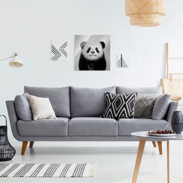 Quadri in vetro in bianco e nero Cucciolo di Panda Prian Bianco e Nero