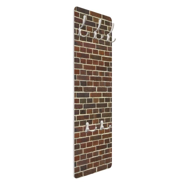 Appendiabiti da parete con pannello Muro di mattoni marrone rossiccio
