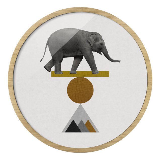 Quadro grigio Arte dell'equilibrio - Elefante