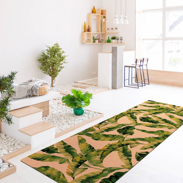 tappeti verdi Schema ad acquerello con foglie di banana
