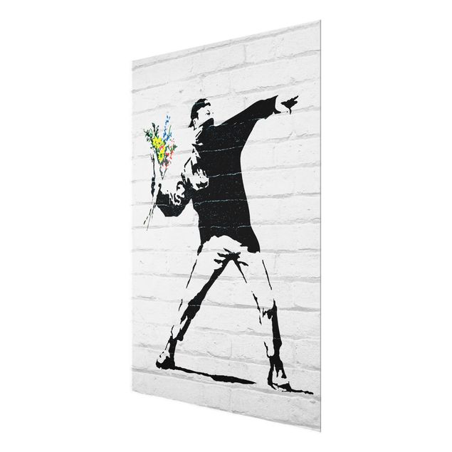 Quadro in vetro - Lancio di fiori - Brandalised ft. Graffiti by Banksy
