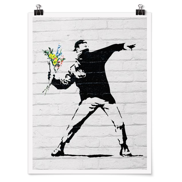Poster bianco nero Blumenwerfer - Brandalised ft. Graffiti by Banksy