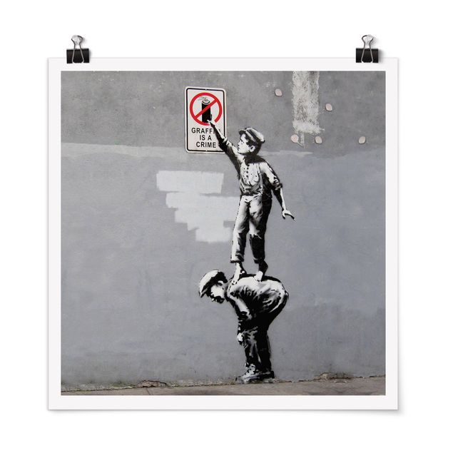Poster bianco e nero Graffiti Is A Crime - Brandalised ft. Graffiti by Banksy