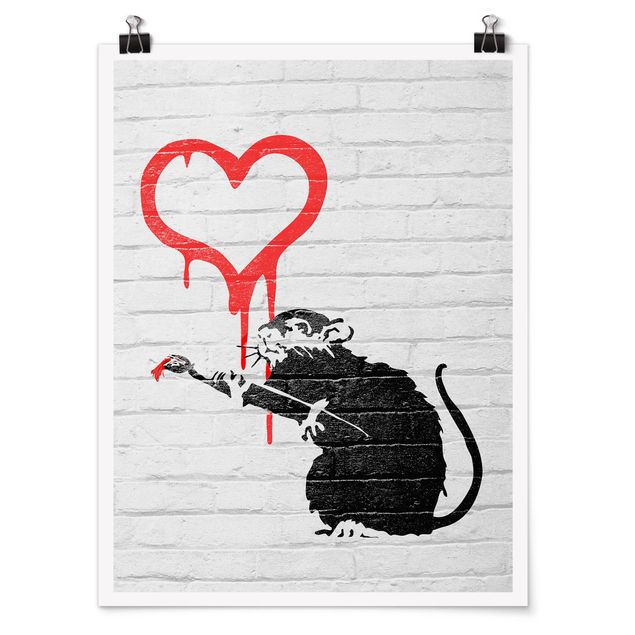 Poster bianco e nero Love Rat - Brandalised ft. Graffiti by Banksy