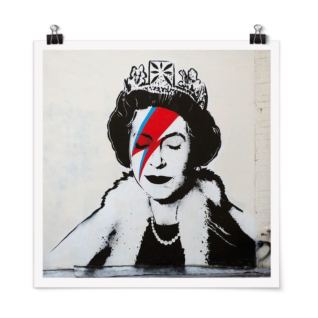 Poster in bianco e nero Queen Lizzie Stardust - Brandalised ft. Graffiti by Banksy