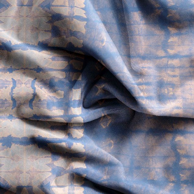 tende per finestre Righe batik in albicocca e blu