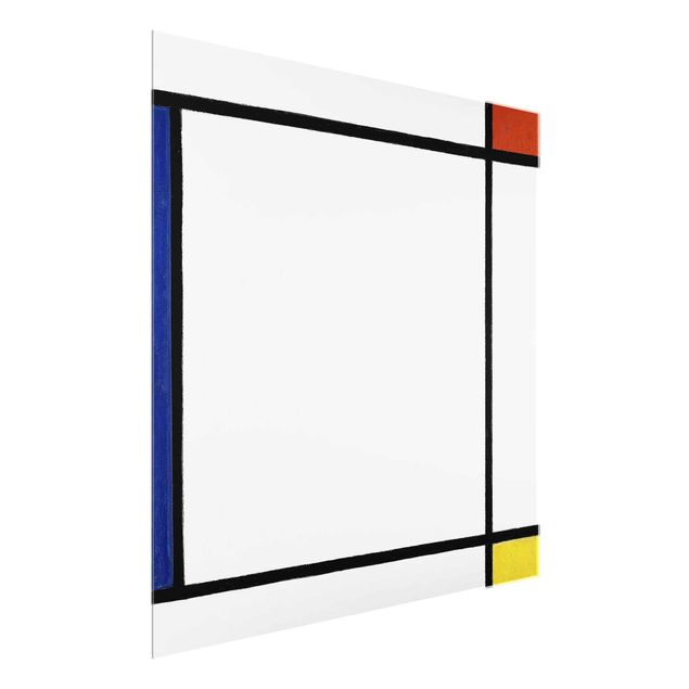 Quadri in vetro riproduzioni Piet Mondrian - Composizione III con rosso, giallo e blu