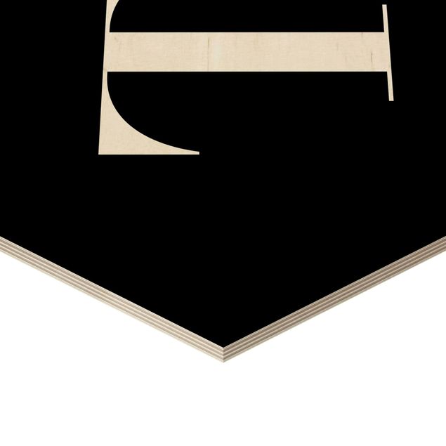 Esagono in legno - Lettera Serif Black T
