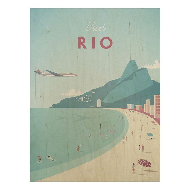 Quadri in legno con architettura e skylines Poster di viaggio - Rio De Janeiro