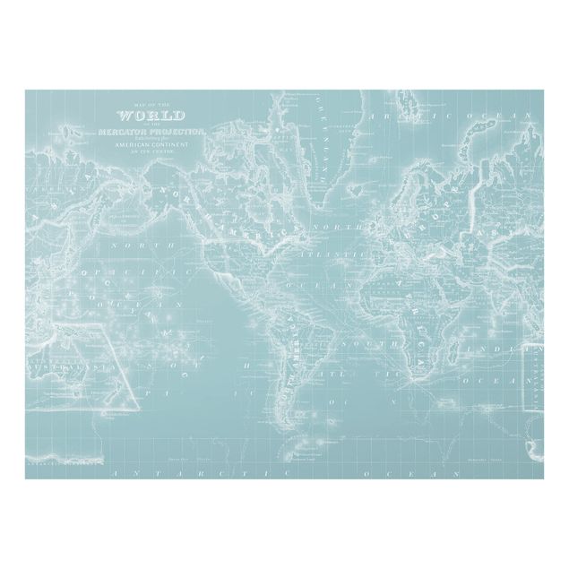 Paraschizzi in vetro - World Map In Ice Blue