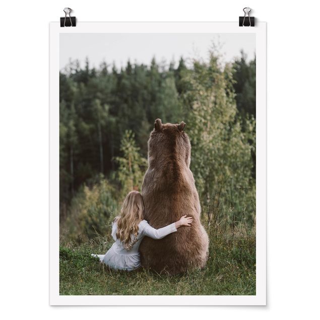 Ritratto quadro Ragazza con orso marrone