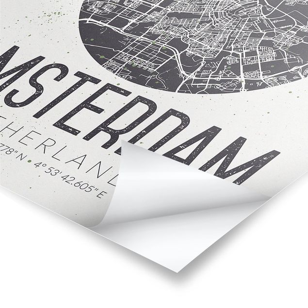 Poster Mappa della città di Amsterdam - Retrò