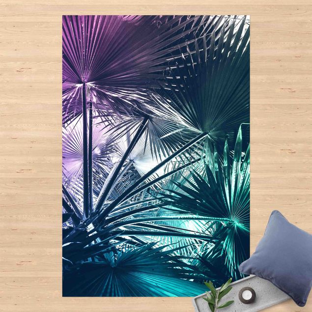 tappeto terrazzo Piante tropicali Foglia di palma in turchese IIl