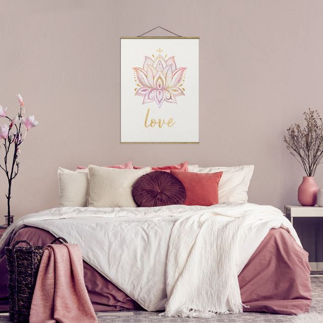 Quadro disegni Mandala Namaste Lotus Set Oro Rosa Chiaro