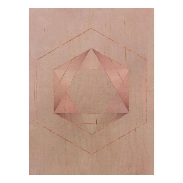 Quadri Geometria in rosa e oro I