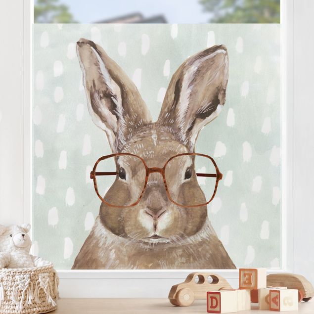 Adesivi per finestre con animali Animali con gli occhiali - Lepre