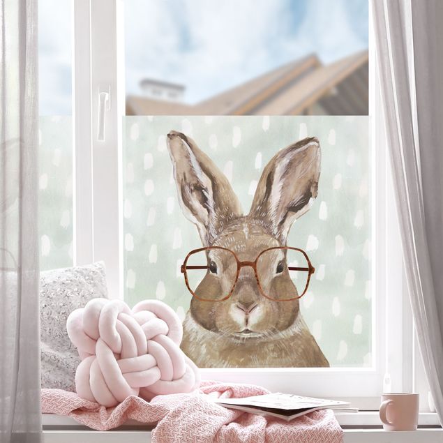 Pellicola autoadesiva per vetri Animali con gli occhiali - Lepre