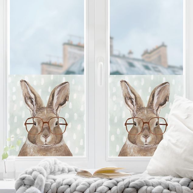 Pellicola colorata per vetri Animali con gli occhiali - Lepre