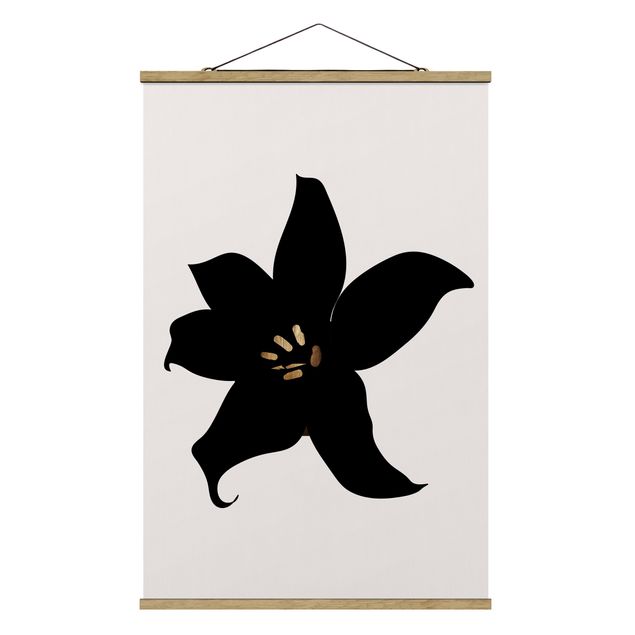 Quadri di fiori Mondo vegetale grafico - Orchidea nera e oro