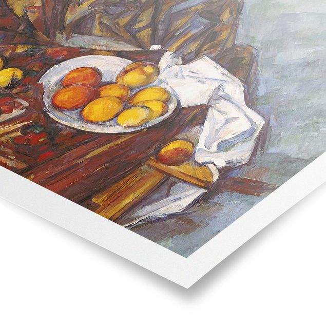 Quadro moderno Paul Cézanne - Natura morta, tendaggio di fiori e frutta