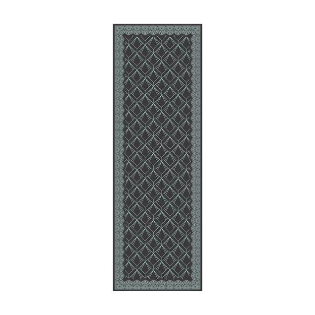 tappeto moderno grigio Art Déco motivo a rombi con bordo
