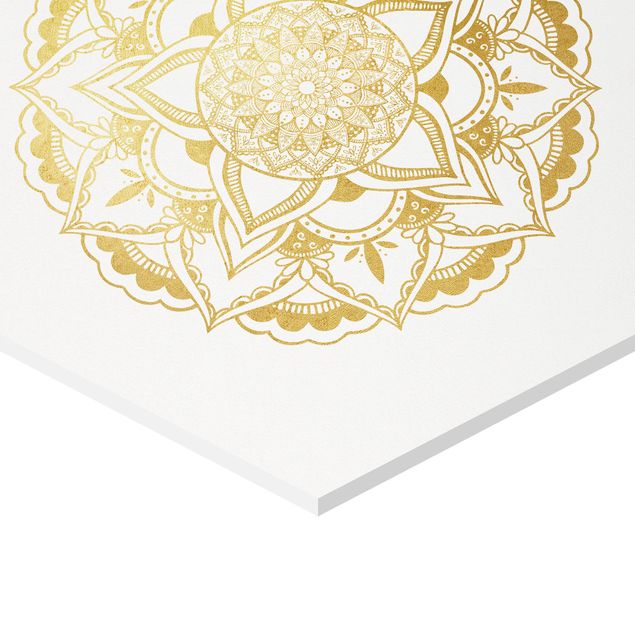 Esagono in forex - Mandala Fiore Sun illustrazione imposta gold
