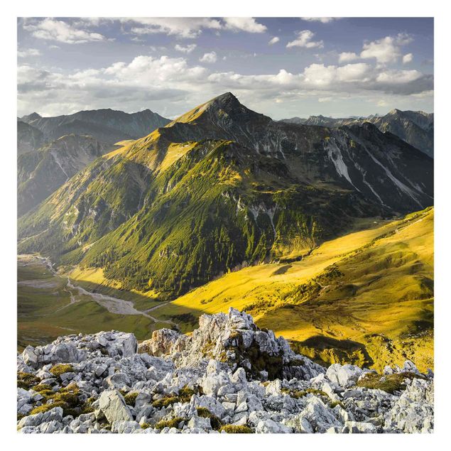 Carta da parati con paesaggi Montagne e valle delle Alpi di Lechtal in Tirolo