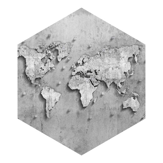 Carta da parati industrial Mappa del mondo in cemento