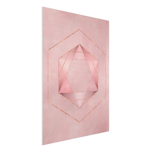 Quadro moderno Geometria in rosa e oro I