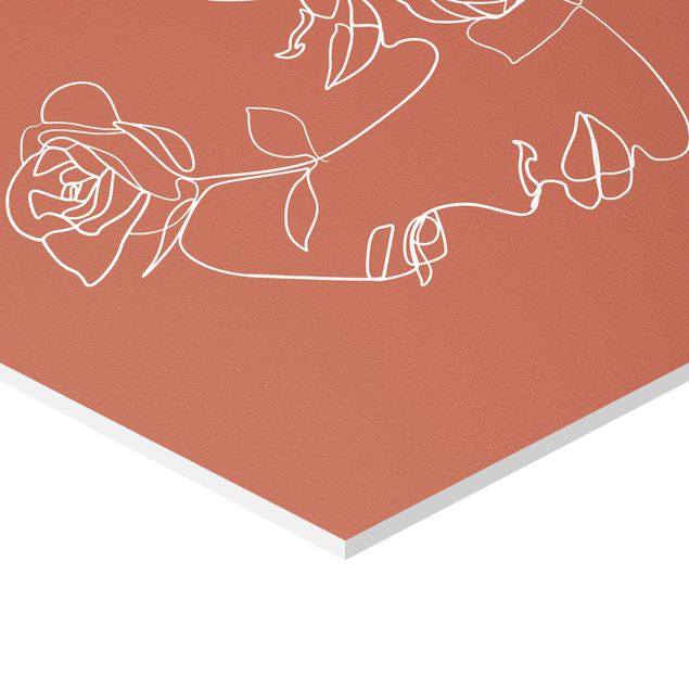 Quadri stampe Line Art - Volti femminili Rose Rame