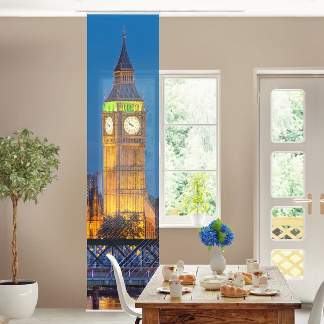 Tende a pannello scorrevoli con architettura e skylines Big Ben e Westminster Palace a Londra di notte