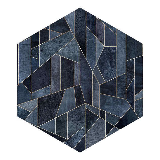 Carta da parati argento Geometria blu acquerello