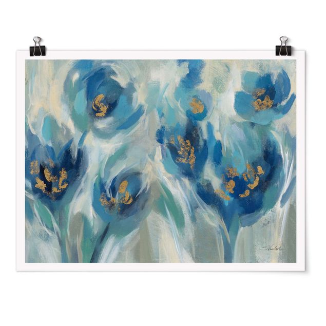 Poster Fiaba blu con fiori