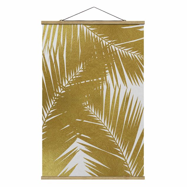 Riproduzione quadri famosi Vista attraverso le foglie di palma dorate