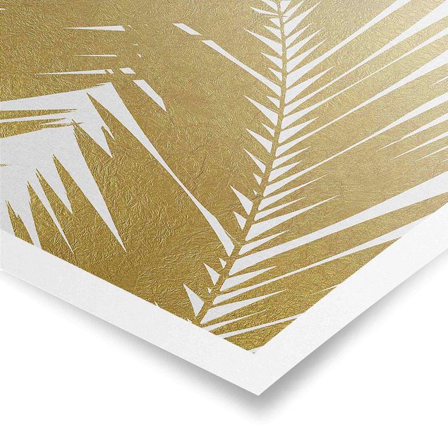 Quadri Vista attraverso le foglie di palma dorate