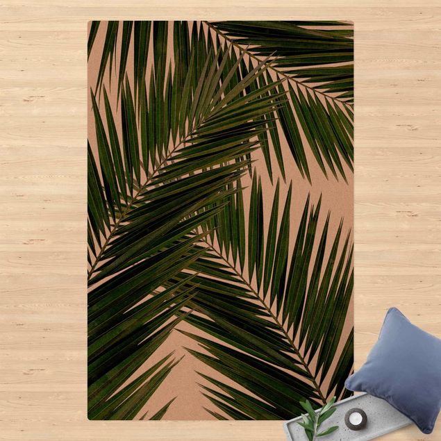 Tappeti moderni Vista attraverso le foglie di palma verde