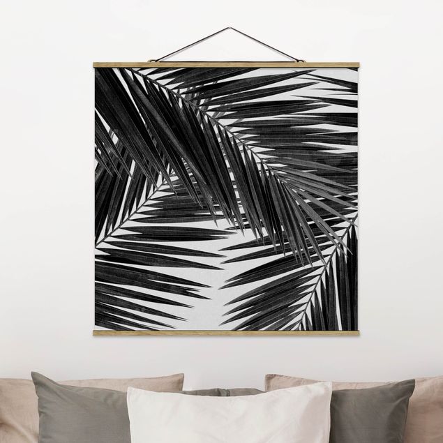 Quadri paesaggistici Vista sulle foglie di palma in bianco e nero