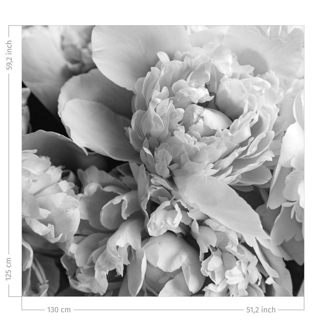 tende a fiori Peonie in fiore bianco e nero