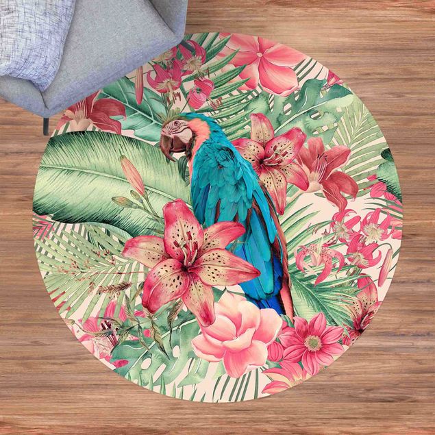 tappeto per terrazzo esterno Paradiso floreale pappagallo tropicale