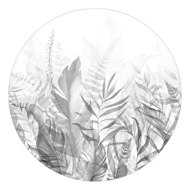 Carta da parati online Botanica - Foglie tropicali grigio